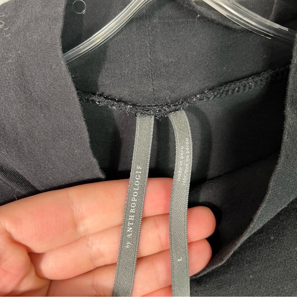 By Anthropologie Solid Black Lightweight Mock Neck Long Sleeve Shirt Large L - Picture 2 of 3